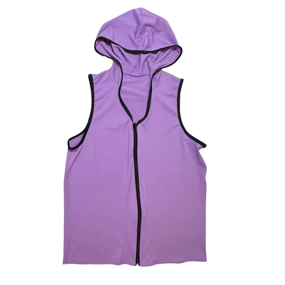 WEISSMAN Unisex Lavender Hooded Dance Vest Size‎ XLC Zipper Hip Hop Costume NEW